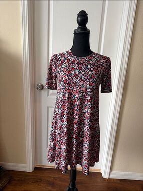 Floral Swing Dress - Pink & Navy
